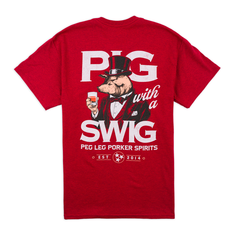 PLPS Pig with a Swig Tee - Antique Cherry Red