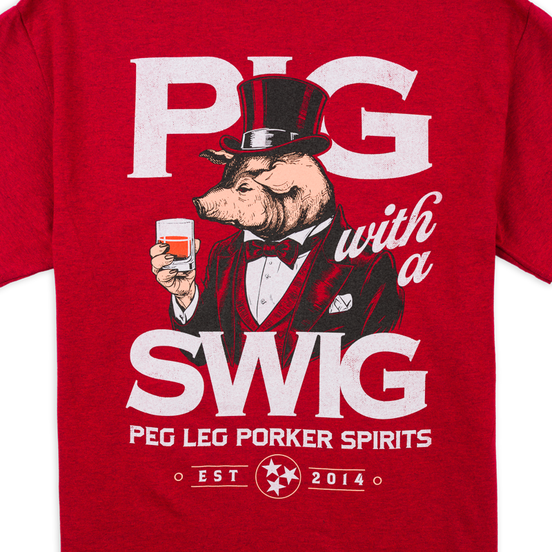 PLPS Pig with a Swig Tee - Antique Cherry Red