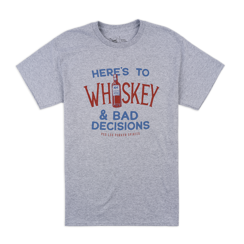 PLPS Whiskey & Bad Decisions Tee - Sport Grey