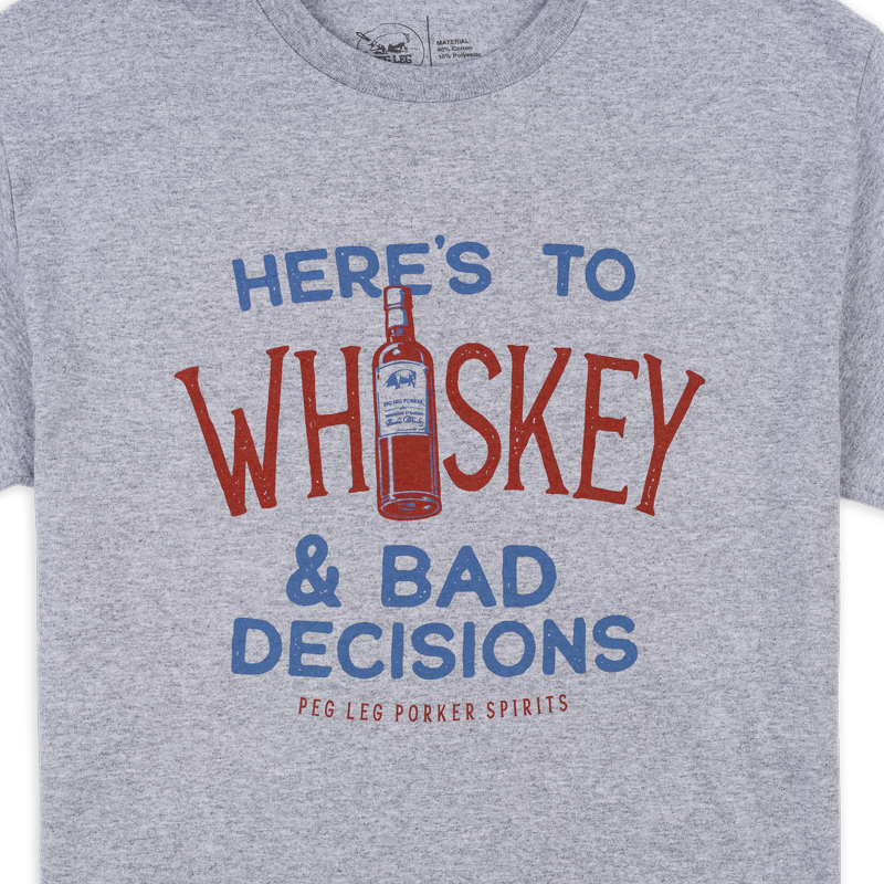 PLPS Whiskey & Bad Decisions Tee - Sport Grey