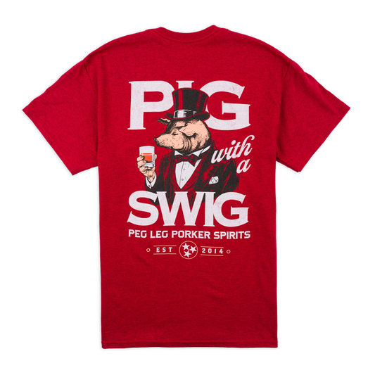 PLPS Pig with a Swig Tee - Antique Cherry Red
