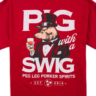 PLPS Pig with a Swig Tee - Antique Cherry Red